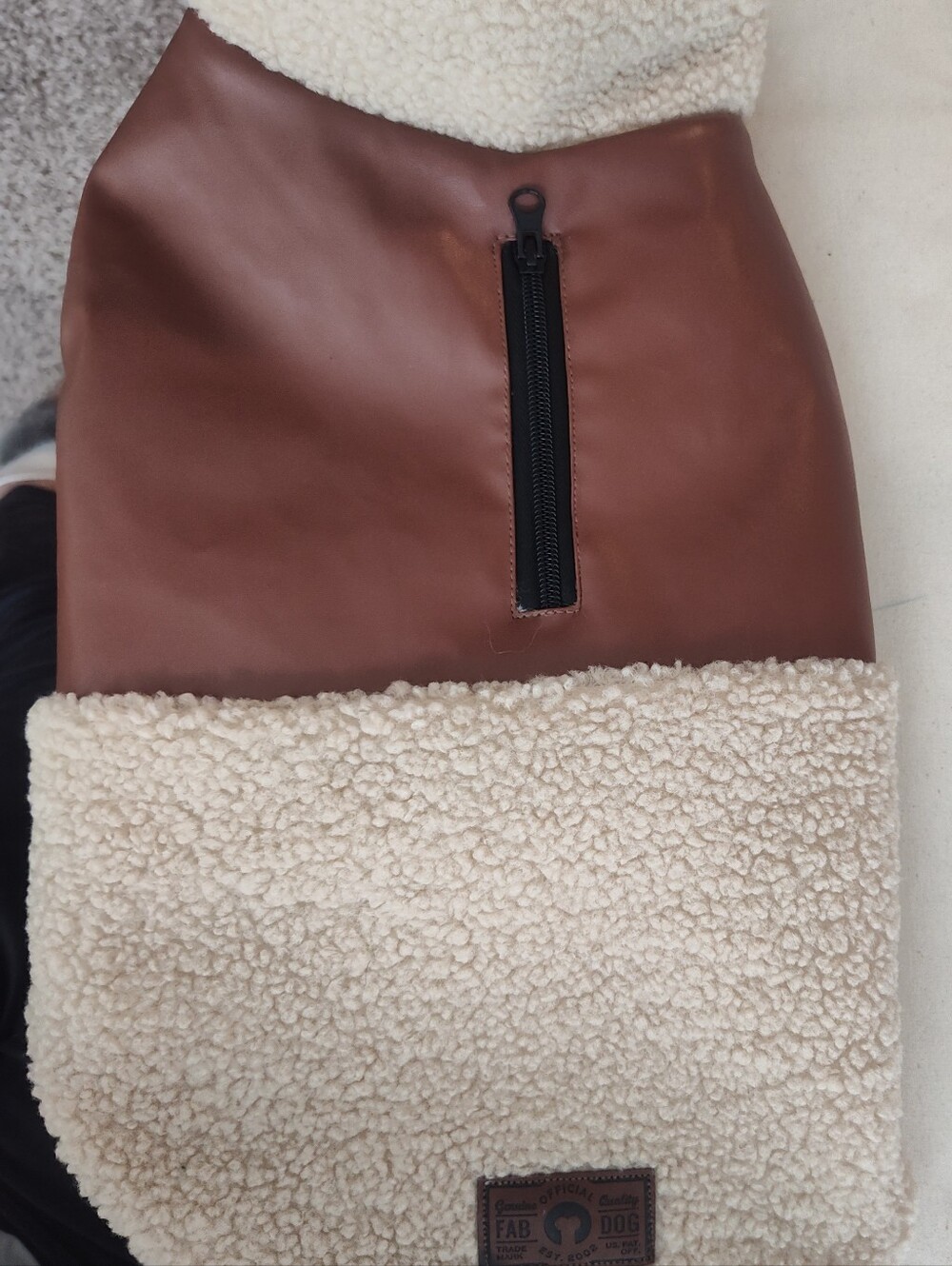 Brown and Cream Faux Shearling Dogs Coat